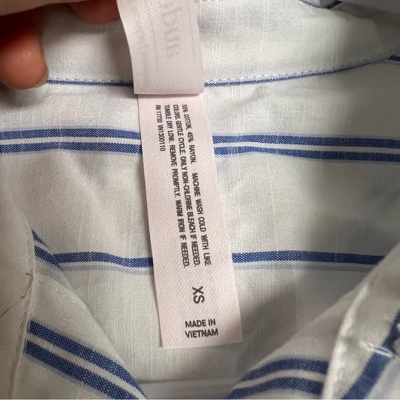 NWT Auden Women's Long Sleeve Striped Pajama Shirt Size XS - Picture 2 of 3